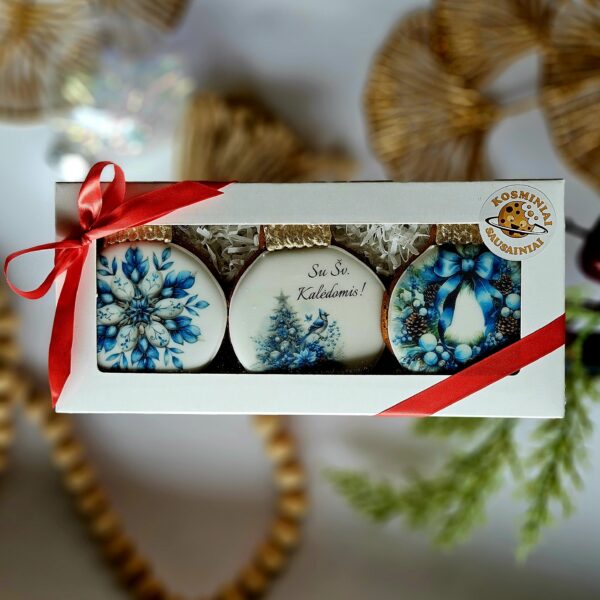 Mėlini Kalėdiniai žaisliukai