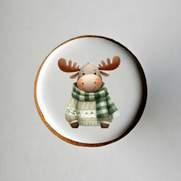 "Briedis su šaliku" dekoruotas sausainis