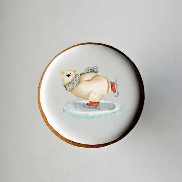 "Meška ant pačiūžų" dekoruotas sausainis