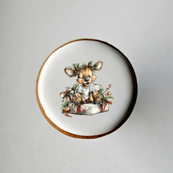 "Elniukas su dovanomis" dekoruotas sausainis