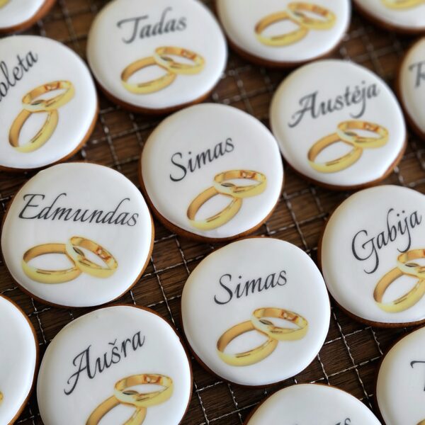 Dekoruotas sausainis "Vėstuviniai žiedai"