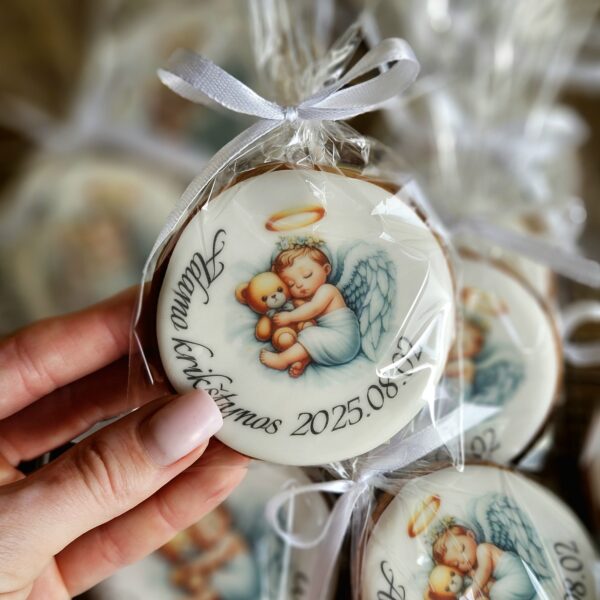 Dekoruotas sausainis "Angeliukas laikantis meškutį"