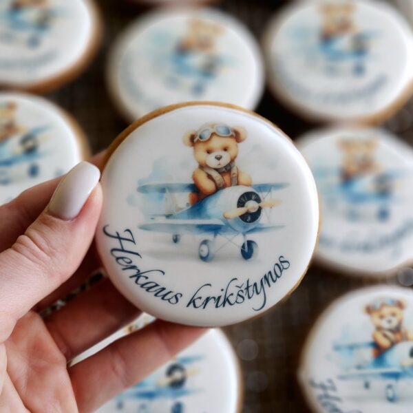 Dekoruotas sausainis "Meškutis lėktuve"